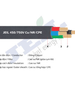 Cáp mềm nhiều lõi vỏ bọc cao su tổng hợp 450/750 V - Cu/NR/CPE