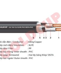 Cáp ngầm 2 lõi 0.6/1kV - Cu/XLPE/PVC/DSTA/PVC